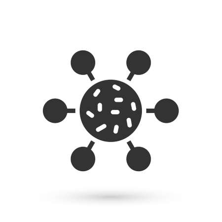 Grey Bacteria icon isolated on white background. Bacteria and germs, microorganism disease causing, cell cancer, microbe, virus, fungi. Vectorのイラスト素材