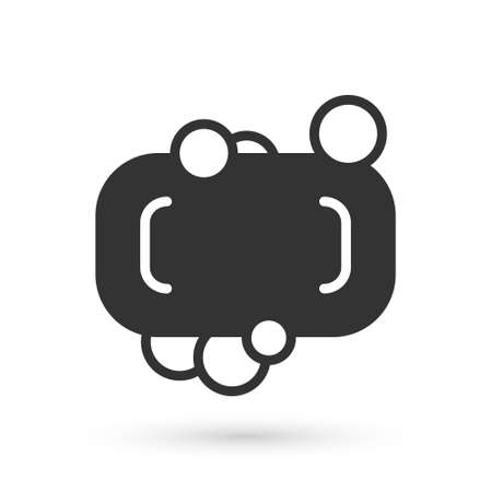 Grey Bar of soap icon isolated on white background. Soap bar with bubbles. Vectorのイラスト素材