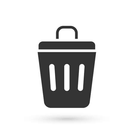 Grey Trash can icon isolated on white background. Garbage bin sign. Recycle basket icon. Office trash icon. Vectorのイラスト素材