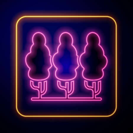 Glowing neon Fruit trees icon isolated on black background. Agricultural plant. Organic farm product. Fruit garden. Gardening theme. Vectorのイラスト素材