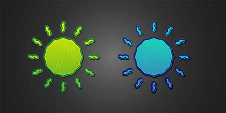 Green and blue Sun icon isolated on black background. Vectorのイラスト素材