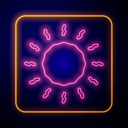 Glowing neon Sun icon isolated on black background. Vectorのイラスト素材