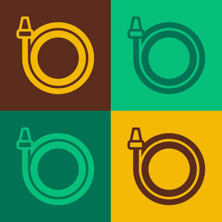 Pop art Garden hose icon isolated on color background. Spray gun icon. Watering equipment. Vectorのイラスト素材