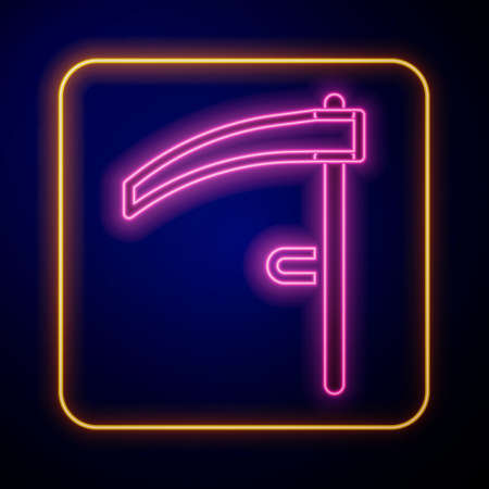 Glowing neon Scythe icon isolated on black background. Happy Halloween party. Vectorのイラスト素材