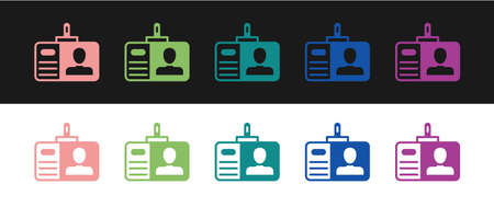 Set Identification badge icon isolated on black and white background. It can be used for presentation, identity of the company, advertising. Vectorのイラスト素材
