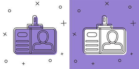 Set Identification badge icon isolated on white and purple background. It can be used for presentation, identity of the company, advertising. Vectorのイラスト素材