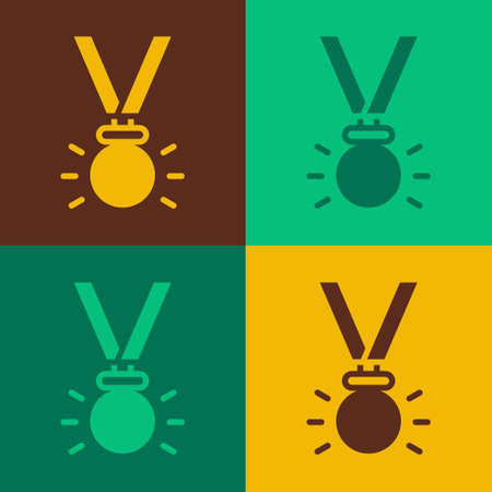Pop art Medal icon isolated on color background. Winner symbol. Vectorのイラスト素材