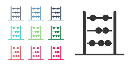 Black Abacus icon isolated on white background. Traditional counting frame. Education sign. Mathematics school. Set icons colorful. Vectorのイラスト素材