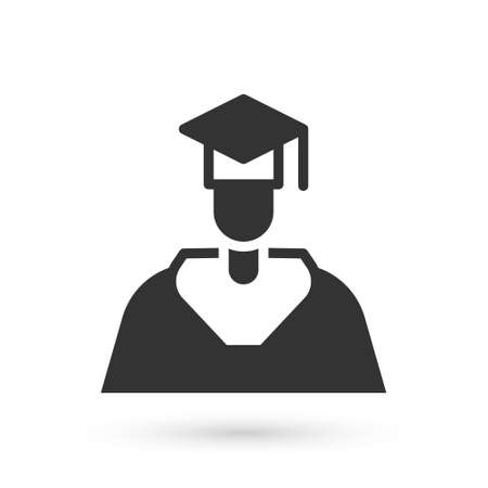 Grey Graduate and graduation cap icon isolated on white background. Vectorのイラスト素材