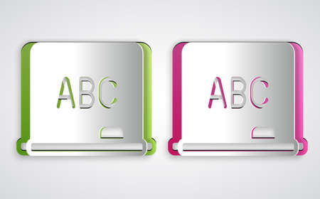 Paper cut Chalkboard icon isolated on grey background. School Blackboard sign. Paper art style. Vectorのイラスト素材