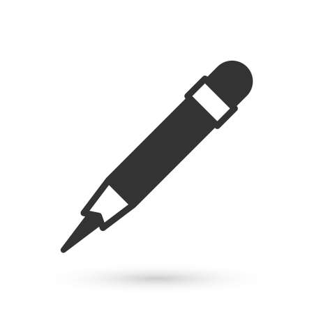 Grey Pencil with eraser icon isolated on white background. Drawing and educational tools. School office symbol. Vectorのイラスト素材