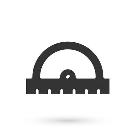Grey Protractor grid for measuring degrees icon isolated on white background. Tilt angle meter. Measuring tool. Geometric symbol. Vectorのイラスト素材