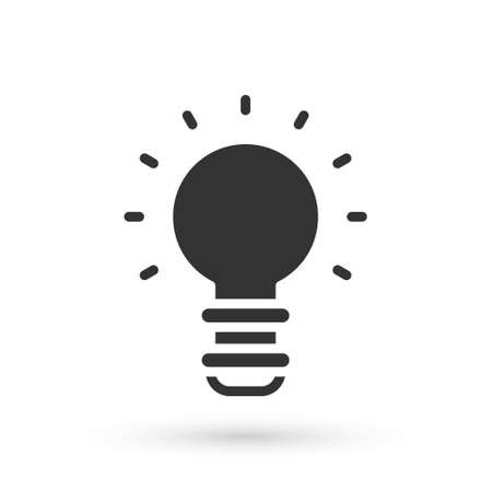 Grey Creative lamp light idea icon isolated on white background. Concept ideas inspiration, invention, effective thinking, knowledge and education. Vectorのイラスト素材