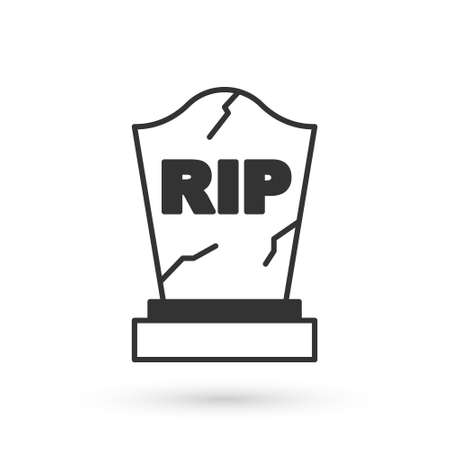 Grey Tombstone with RIP written on it icon isolated on white background. Grave icon. Happy Halloween party. Vectorのイラスト素材