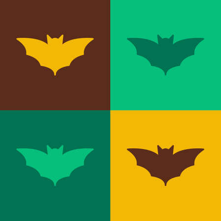 Pop art Flying bat icon isolated on color background. Happy Halloween party. Vectorのイラスト素材