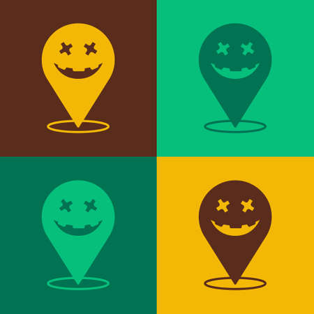 Pop art Happy Halloween holiday icon isolated on color background. Vectorのイラスト素材