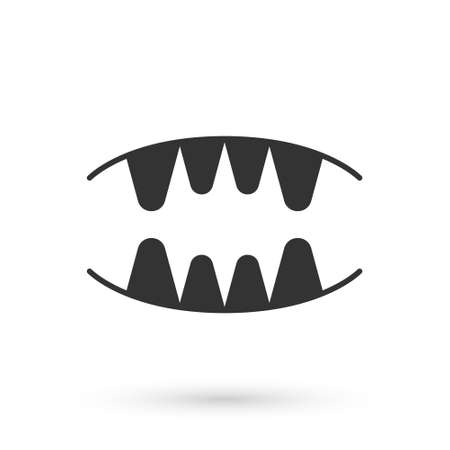 Grey Vampire teeth icon isolated on white background. Happy Halloween party. Vectorのイラスト素材