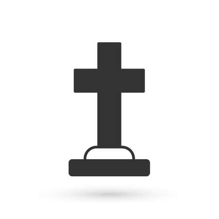 Grey Tombstone with cross icon isolated on white background. Grave icon. Happy Halloween party. Vectorのイラスト素材