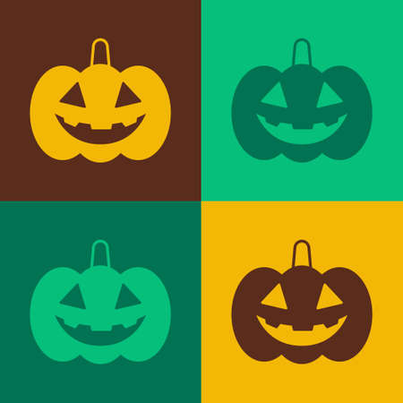 Pop art Pumpkin icon isolated on color background. Happy Halloween party. Vectorのイラスト素材