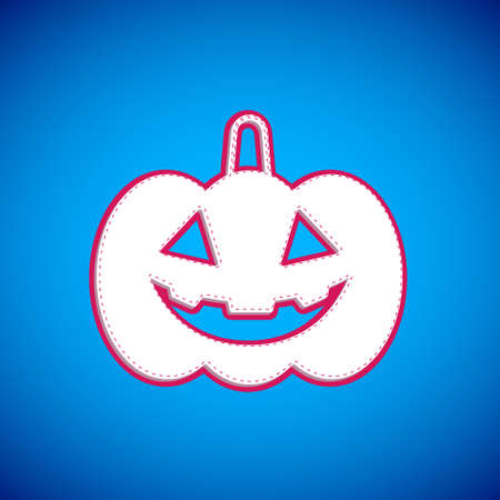 White Pumpkin icon isolated on blue background. Happy Halloween party. Vectorのイラスト素材