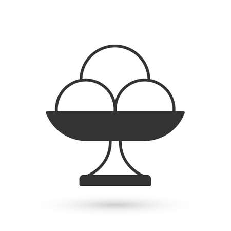 Grey Ice cream in the bowl icon isolated on white background. Sweet symbol. Vectorのイラスト素材
