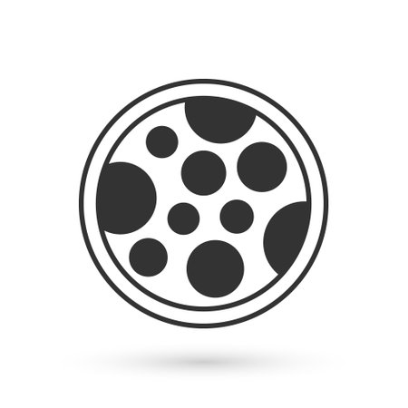 Grey Pizza icon isolated on white background. Fast food menu. Vectorのイラスト素材