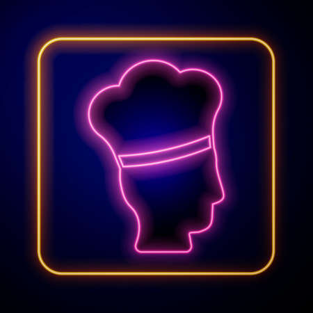 Glowing neon Italian cook icon isolated on black background. Vectorのイラスト素材