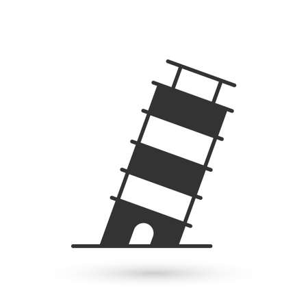 Grey Leaning tower in Pisa icon isolated on white background. Italy symbol. Vectorのイラスト素材