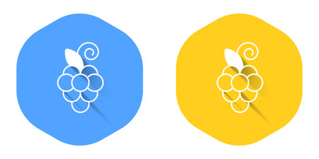 White Grape fruit icon isolated with long shadow background. Circle button. Vectorのイラスト素材