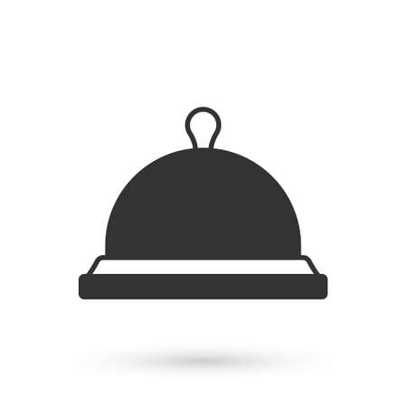 Grey Covered with a tray of food icon isolated on white background. Tray and lid sign. Restaurant cloche with lid. Vectorのイラスト素材