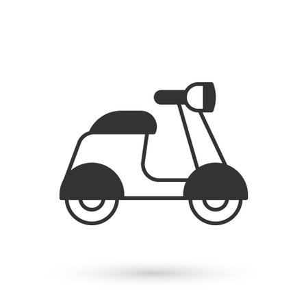 Grey Scooter icon isolated on white background. Vectorのイラスト素材