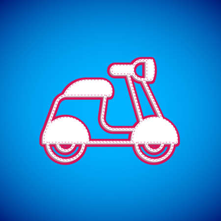 White Scooter icon isolated on blue background. Vectorのイラスト素材