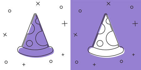 Set Slice of pizza icon isolated on white and purple background. Fast food menu. Vectorのイラスト素材