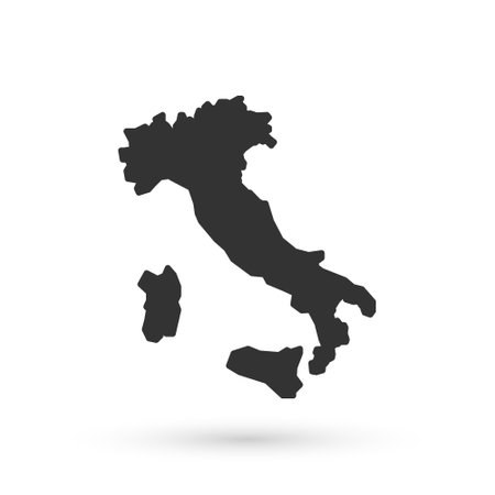 Grey Map of Italy icon isolated on white background. Vectorのイラスト素材