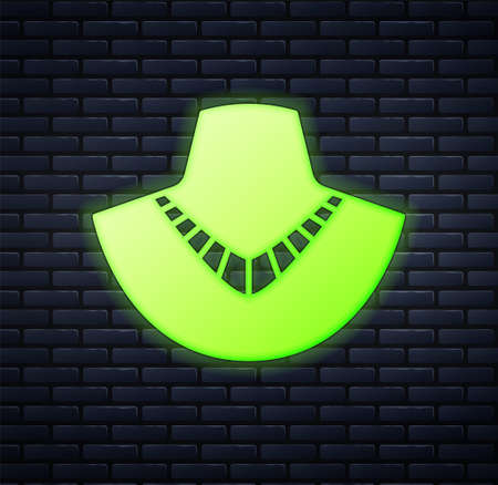 Glowing neon Necklace on mannequin icon isolated on brick wall background. Vectorのイラスト素材