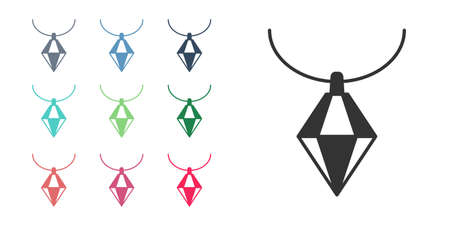 Black Pendant on necklace icon isolated on white background. Set icons colorful. Vectorのイラスト素材
