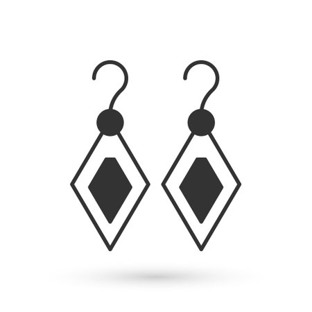 Grey Earrings icon isolated on white background. Jewelry accessories. Vectorのイラスト素材