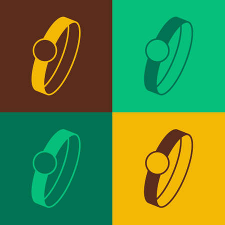 Pop art Diamond engagement ring icon isolated on color background. Vectorのイラスト素材