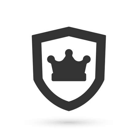 Grey Shield with crown icon isolated on white background. Vectorのイラスト素材