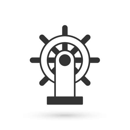 Grey Ship steering wheel icon isolated on white background. Vectorのイラスト素材