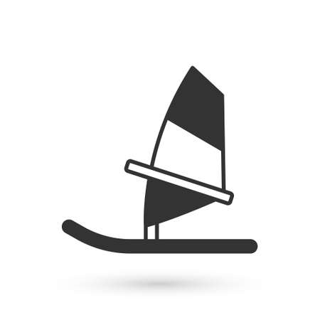 Grey Windsurfing icon isolated on white background. Vectorのイラスト素材