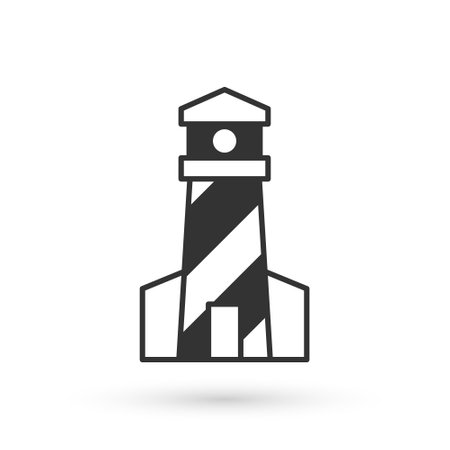 Grey Lighthouse icon isolated on white background. Vectorのイラスト素材