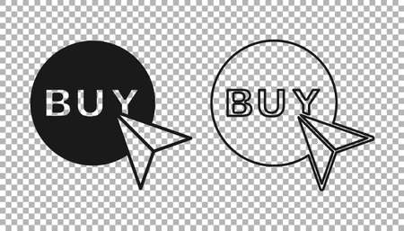 Black Buy button icon isolated on transparent background. Vectorのイラスト素材