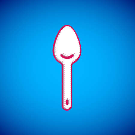 White Spoon icon isolated on blue background. Cooking utensil. Cutlery sign. Vectorのイラスト素材