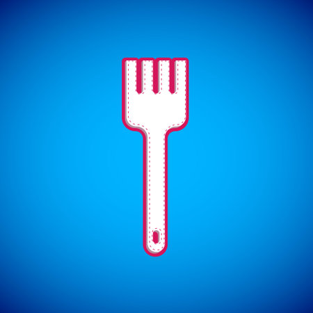 White Fork icon isolated on blue background. Cutlery symbol. Vectorのイラスト素材
