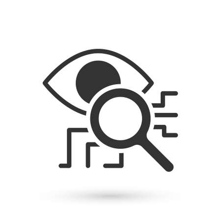 Grey Eye scan icon isolated on white background. Retinal scan. Scanning eye. Security check symbol. Cyber eye sign. Vectorのイラスト素材