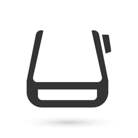 Grey Smart glasses mounted on spectacles icon isolated on white background. Wearable electronics smart glasses with camera and display. Vectorのイラスト素材