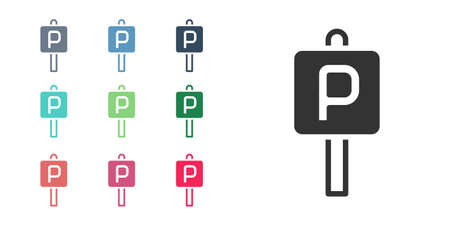 Black Parking icon isolated on white background. Street road sign. Set icons colorful. Vectorのイラスト素材