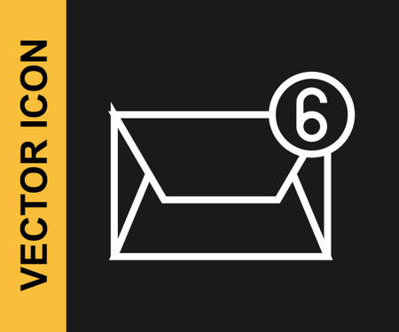 White line Mail and e-mail icon isolated on black background. Envelope symbol e-mail. Email message sign. Vectorのイラスト素材