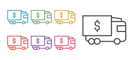 Set line Armored truck icon isolated on white background. Set icons colorful. Vectorのイラスト素材